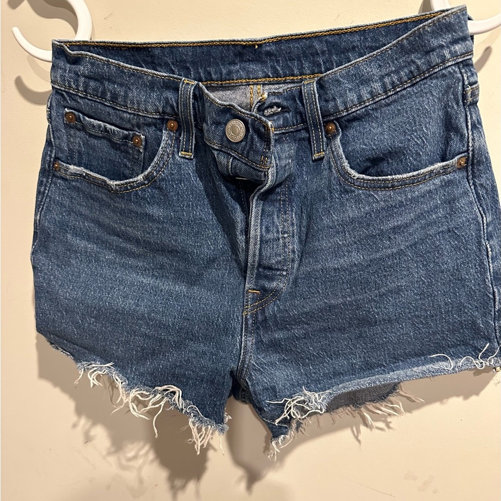 Used Levi women’s 501 button fly  jeans shorts.